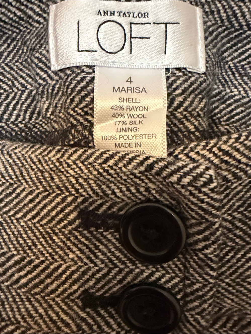 LOFT Women's Gray Herringbone Trousers - Picture 2 of 5